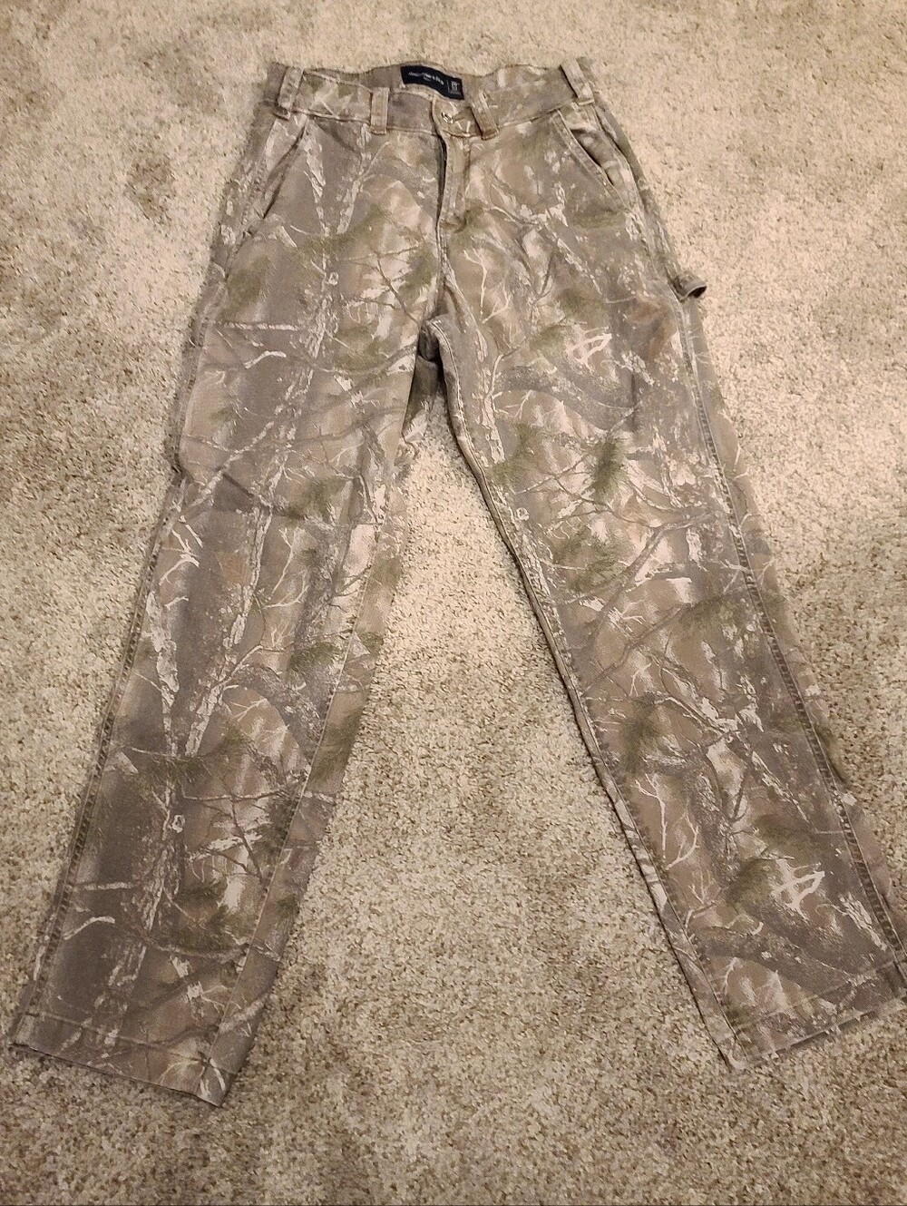 Men's 29/32, Abercrombie And Fitch Loose Tan Camo Carpenter Pants